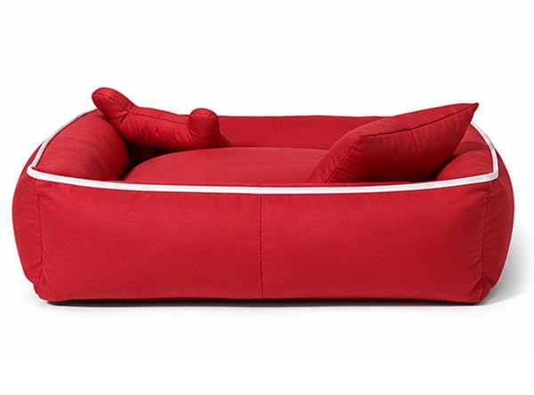 Image of Gorgeous Dog Beds Orthopadic Bed for Labrador, Bulldog, Retriever, Poodle, Large Breed Dog Bed,Red,(Large)