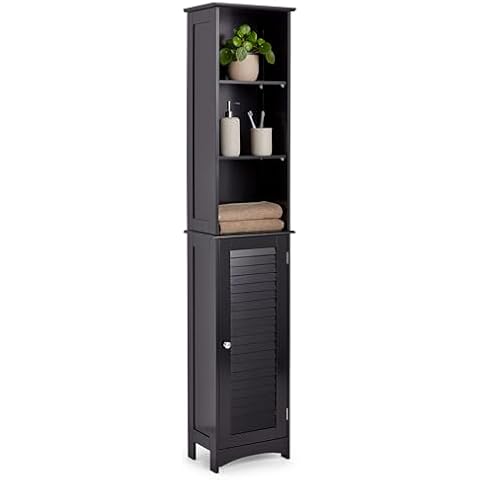 VonHaus Tall Bathroom Cabinet with Shelves Cover