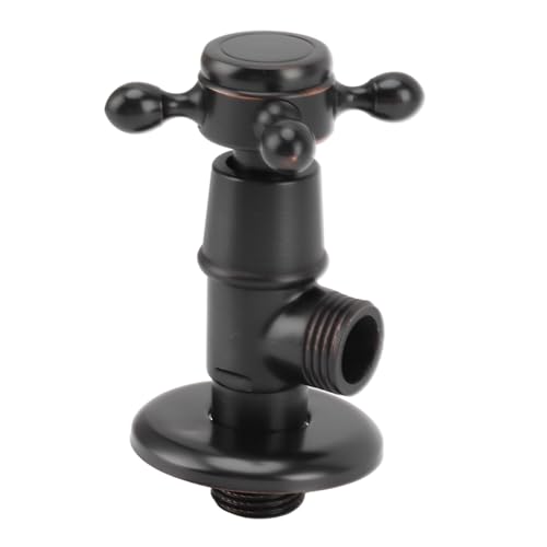 Valvola di arresto ad angolo in ottone massiccio Valvola di intercettazione dell'acqua antideflagrante ispessita retrò per impianti idraulici di bagno e Materiale in ottone 5,4 (Nera)