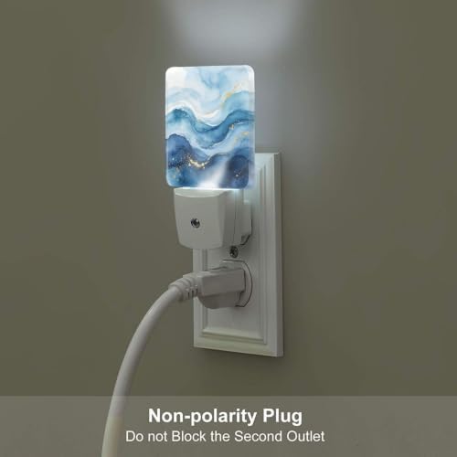 Image of Marble Print Blue LED Plug-in Nightlights 2 Piece Set for Corridors