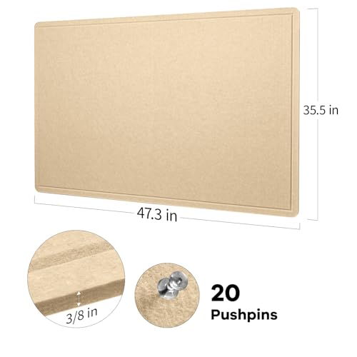 lightomorrow Große Pinnwand - 90 x 116 Zentimeter, dekorative Filz-Pinnwand für die Wand - faltbares Fotodisplay mit selbstklebendem Klebeband, inklusive 20 Pinnadeln - Beige Braun