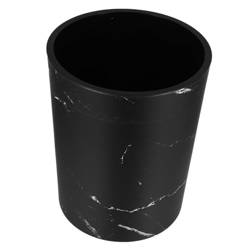 Caneca de basura rectangular con patrón mármol negra miniatura 1