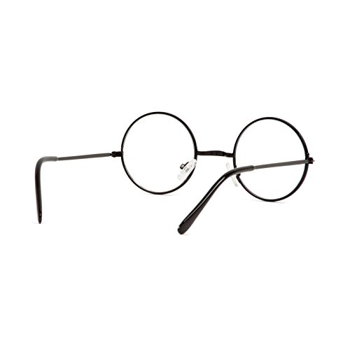 Black (41mm) Frame Clear Lens Circular Sunglasses3