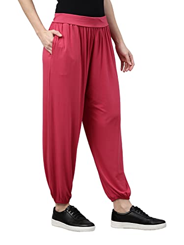 Image of GO COLORS Women Mid Rise Viscose Harem Pants | Wrinkle Free, Relaxed Fit, Free Size