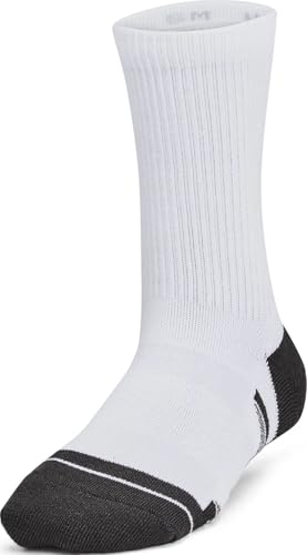 Under Armour Unisex Youth Performance Tech Crew Socks 6 Pack, (101) White/White/Jet Gray, Medium