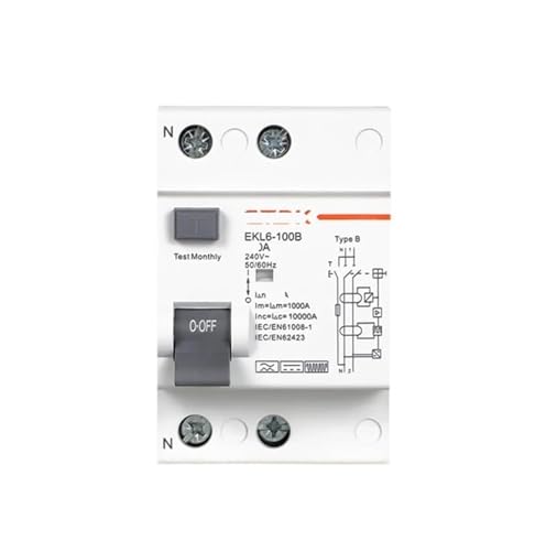 Disjoncteur de fuite de Type B EKL6-100B Evse 2P 63A 30mA pour rail DIN 220V