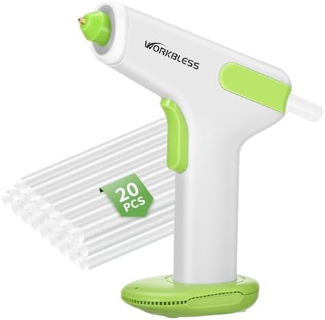 Cordless Hot Glue Gun: Glue Gun and 20PCS 0.28'' Mini Sticks Set - Glue Gun Cordless & Rechargeable 2900mAh Battery for Crafts, Home & Christmas Decorations, Automatic Glue Feeding