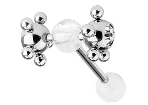 ile aux piercings Piercing Langue Bouche Roulette Coquine Blanc Transparent Strass Barre Bouche a Offrir Cadeau Cover