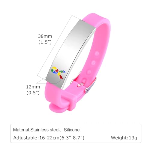 Xuanpai Personalized Autism Awareness Bracelet, Medical Alert Id Bracelet Custom Engraved Autism Child Safety Id Bracelets Anti-Lost Adjustable Silicone Wristband For Teen Boys Girls Men Women thumb #2