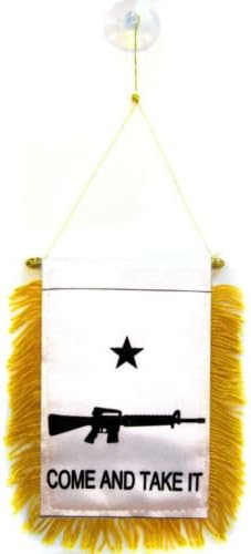 Wholesale lot 12 White Come and Take It M4 Mini Flag 4''x6'' Window Banner - Party Decorations Supplies For Parades - Prime Outside, Garden, Men Cave Decor Flag