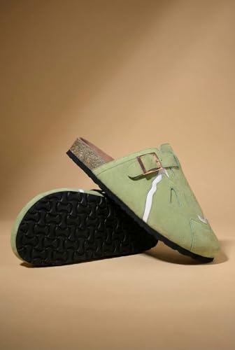 Image of Big Fox Men's Cork Footbed Clogs with Adjustable Buckle | Closed-Toe Comfort Sandals | Slip-On Casual Wear