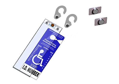 1 MirorTag Gold Holder +2 Hooks +2 Storage Magnets by JL Safety. Easily Display & store Away a Handicap Parking Placard. HARD Plastic. Magnetically snaps On & Off to a Hook on your mirror. Made in USA