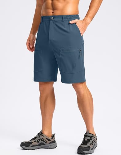Pudolla Men's Hiking Cargo Shorts 9" Lightweight Stretch Travel Work Shorts for Men Outdoor Casual with 5 Pockets(Dark Blue XX-Large) — view 2