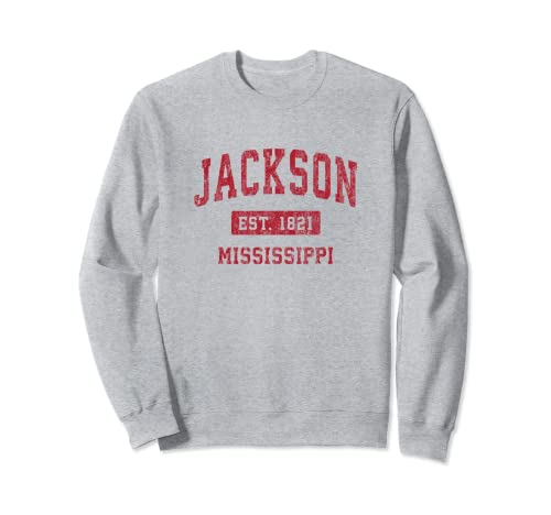 Jackson Mississippi MS Vintage Sports Design Rojo Diseño Sudadera