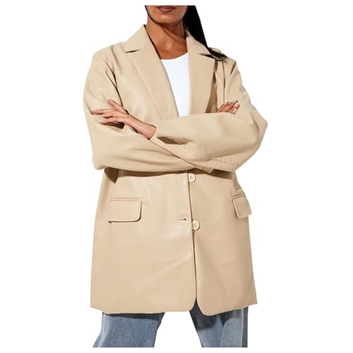 Chaqueta Efecto Piel Mujer, Cazadoras Piel Mujer Bomber Mujer Manga Larga con Cremallera, Cortavientos, Cuello Alto, Chaqueta De Motociclista Faux Leather Jacket Abrigo Parka