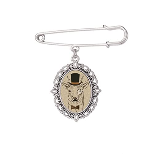 Broche tête de cerf style britannique M pour robe chemise et châle