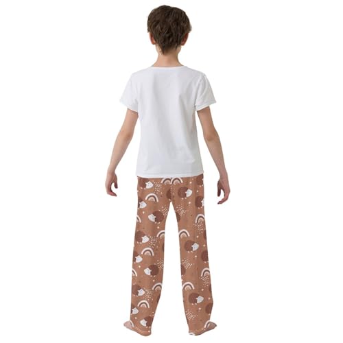 Hedgehog Rainbow Boys Long Pants Soft Trousers Elastic Waist Kids Lounge Bottoms with Pockets S-XL3