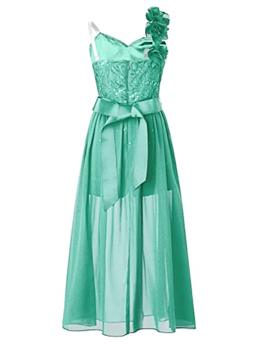 Choomomo Kids Flower Girls One Shoulder Romper Dress Wedding Banquet Party Maxi Ball Gown Dancewear3