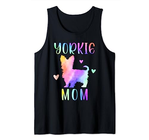 Yorkie Mom Yorkshire Terrier Dog Mom Rainbow Acuarela Camiseta sin Mangas