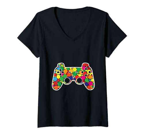 Manette de jeu colorée happy international dot day 2023 t-shirt avec col en v