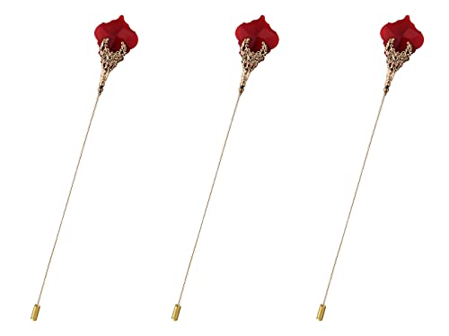 Image of Alilang Women's Hat Pin Golden Retro Hollow Out Design Inlaid with Synthetic Ruby Stick Pin Suit Pin for Men Women