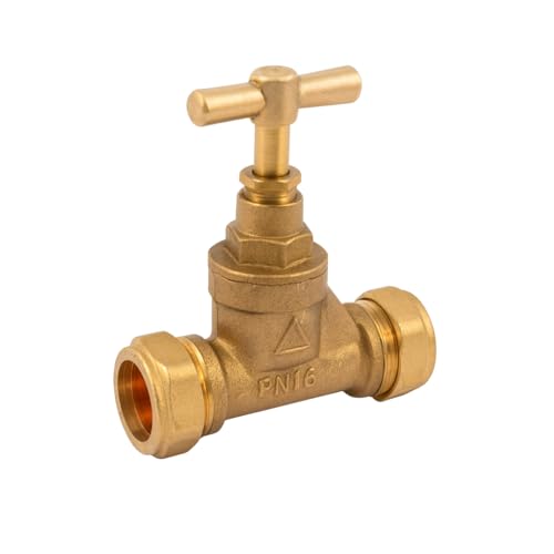 Llave de paso de compresión DZR de 22mm para fontanería