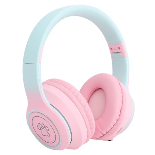 Luocute Cuffie, Cuffie Wireless ANC con Cancellazione Attiva del Rumore Sopra L'orecchio con Microfono Incorporato e Connessione Cablata da 3,5 Mm, per Giochi, Sport, Casa, Ufficio, (PINK)