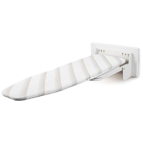 NGARY Wall Mounted Ironing Board, 37.4 X 7.55 Inches Foldable Retractable Ironing Boards with 180° Rotation Mechanism and Heat Resistant Cover, for Home Laundry Room
