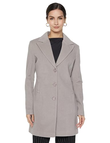Image of Qube By Fort Collins Women's Knitted Hip Length Tweed Blazer - Stylish, Versatile, And Elegant For Office Or Casual Wear