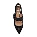 Burton II - Contemporary Pointy Toe Mid Block Heel Buckled Mary Jane Pump Black Check Print Suede 4.5M