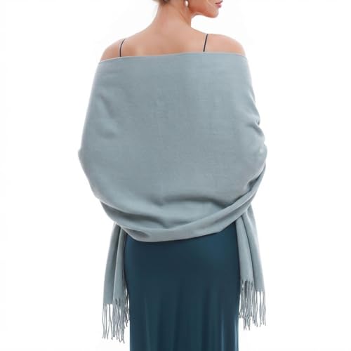 RUI VTRON Scarf for Women Fall Winter Scarves Warm Large Pashmina Shawls and Wraps Blue Grey
