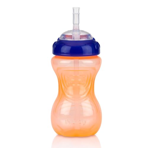 Nuby No-Spill Soft Straw Easy Grip Sippy Cup - Training Cup for Toddlers | Suitable from 12 Months | 300ml / 10oz | Pack of 3