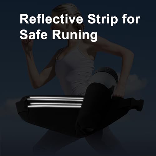 Image of Slim Running Belt for Women Men,Runners Fanny Pack Phone Holder,Money Belt,Running Gear Accessories,with 3 Pockets (Light Black)