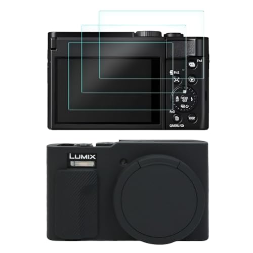 HUADU Screen Protector Compatible for Panasonic Lumix ZS99 Digital Camera,Tempered Glass Film Anti-Scratch High Definition and Soft Silicone Case (lumix zs99 BL)