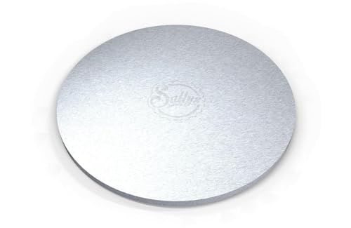 Sallys Cake Boards 12 mm Stärke, Ø 35 cm Aus stabilem leichten Karton mit lebensmittelecher Aluminiumbeschichtung - Kuchenunterlage, Tortenunterlage, Tortenplatten, Cakeboard (Silber)