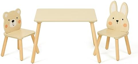 Amazon.com: OOOK Wooden Kids Table and Chair Set, Waterproof Desktop ...