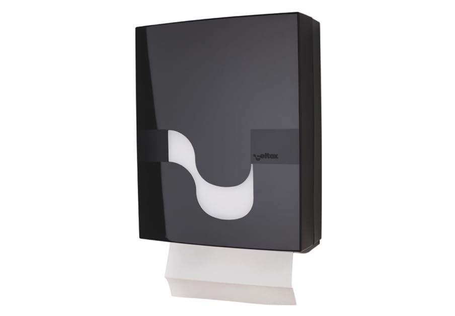Megamini Dispenser per asciugamano, dispenser in ABS compatibile con asciugamano piegato V-C-Z-W, formato 1 confezione-colore nero lucido