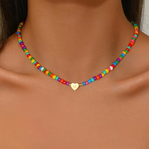 Colorful Initial Necklaces for Girls Women Kids - Teen Girls Gifts Trendy Beaded Initial Necklace Dainty Letter Necklace Gifts Choker Necklaces for Girl Jewelry3