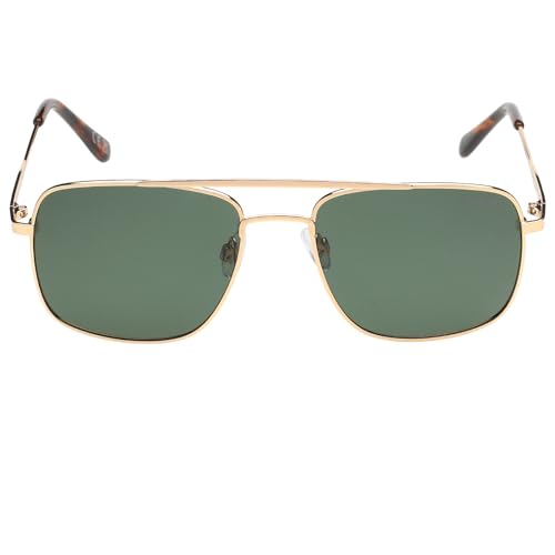 Image of Polaroid | Gold Full rim Square Branded and Stylish Sunglasses | Polarized | 100% UV Protection (UV 400) Green Lens | Men | Large | POL 17 M GOLD /GREEN