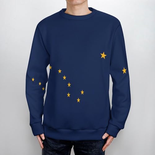 Alaska State Flag Men's Crewneck Sweater Casual Pullover Lightweight Long Sleeve Sweaters4
