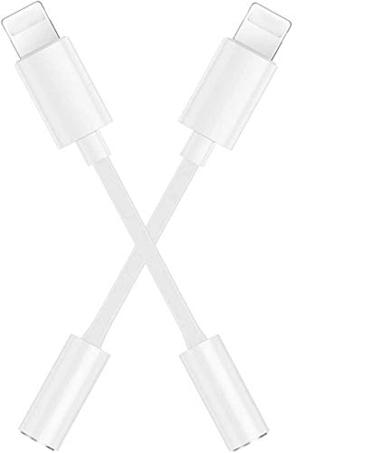 (2 Paquetes) Adaptador de iPhone Adaptador Jack de 3,5 mm Conector de Auriculares Compatible con iPhone 7/8/X/11 Convertidor para Auriculares Divisor de Audio,Compatible con Todos los iOS Sistema