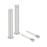 sourcing map Gabelkopfstifte, M10 x 90 mm, 304 Edelstahl, Einloch, Flachkopf, Anhängerkupplung, Verschlusssysteme mit Splinten für Möbelmontage, Anhänger, Rasenmäher, Silber, 2 Stück