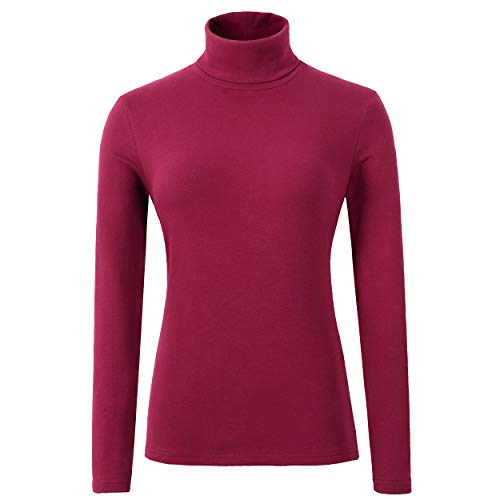 Image of Women's Soft Cotton Turtleneck Top Basic Pullover Sweater