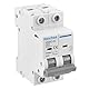 Heschen DC Miniatur-Leistungsschutzschalter, HSB6C-DC, 2 Polig, DC500V 63A, Photovoltaik-Leistungsschalter, für Solar-PV-Anlage Solarzellen Gittersystem, 35mm DIN-Schienenmontage, grau