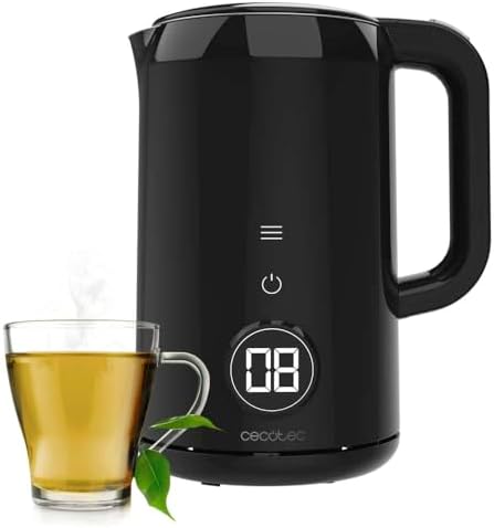 Cecotec Thermosense 600 Touch Neo Electric Kettle, 1.7 L, Touch Screen, 2200 W, Stainless Steel Interior, 7 Temperature Levels, Automatic Shutdown, Black