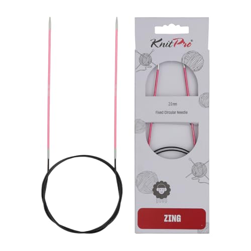 KnitPro Maglia PRO 80 cm x 2 mm Ferri da Maglia di Alluminio Zing Rose fissati Circolare