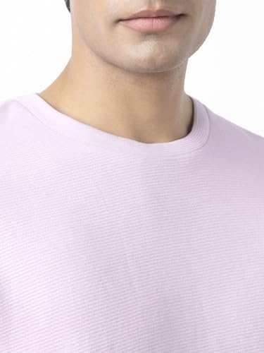 Image of Urbano Fashion Men's Textured Round Neck Oversized Full Sleeve Cotton T-Shirt
