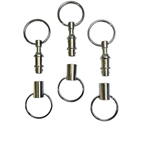 Chaveiro 2 Argolas Destacável de liberação Rápida Cromado, Kit c/ 3 Peças