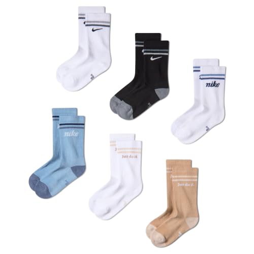 Image of Nike Unisex Kids' Everyday Cushioned Crew Socks (6-Pack) | Boys and Girls