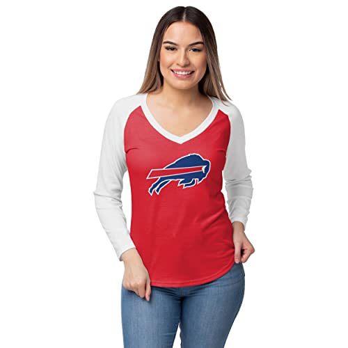 FOCO womens Nfl Team Logo Ladies Fashion Raglan Top Shirt, Big Logo Solid, Medium US
